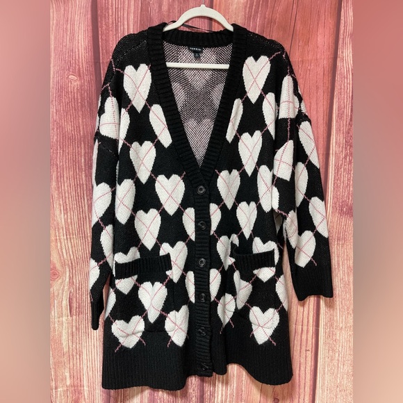 Torrid vegan cashmere oversized long sleeve V-neck heart cardigan sweater 3X - Picture 13 of 17